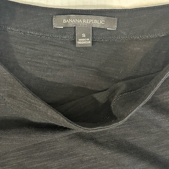 Banana Republic Black Longsleeve Ruffled Front Bottom Cotton Modal Size Small - Picture 8 of 11